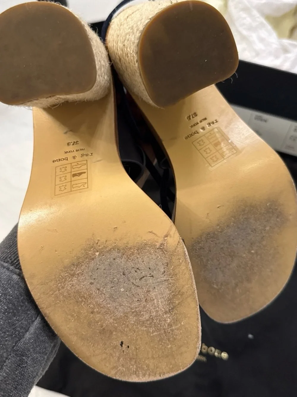 rag & bone Navy Leather Lace-Up Espadrille Wedge Sandals